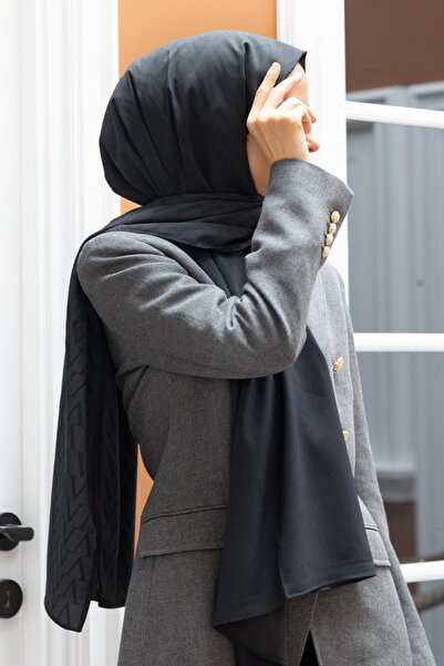 Vissona LÜKS MEDİNE İPEĞİ DEGRADELİ MONOGRAM DESENLİ SİYAH RENKLİ 75X195 KIRI...