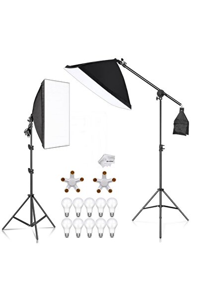Tianya 2 li 50x70cm Softbox 150w Led Sürekli Işık Seti Crossbarlı Ürün Reklam...