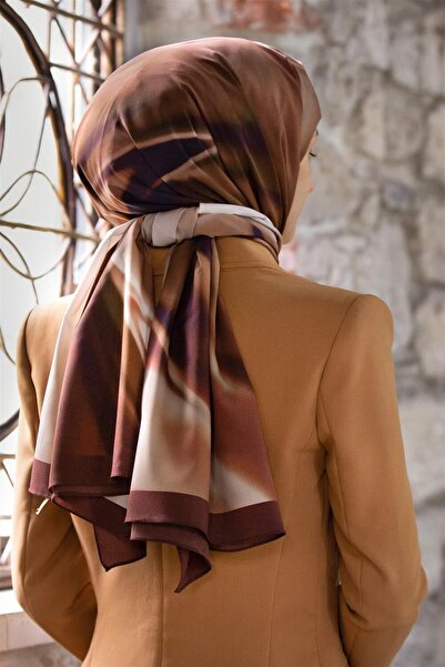 Vissona LÜKS MEDİNE İPEĞİ DALGA DESENLİ BEJ - TABA RENKLİ 75X195 KIRIŞMAZ EŞA...