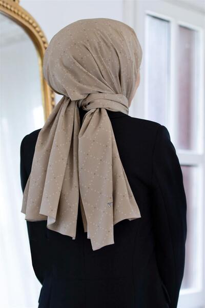 Vissona LÜKS MEDİNE İPEĞİ V DESENLİ VİZON RENKLİ 75X195 KIRIŞMAZ ŞAL MOSS KRE...