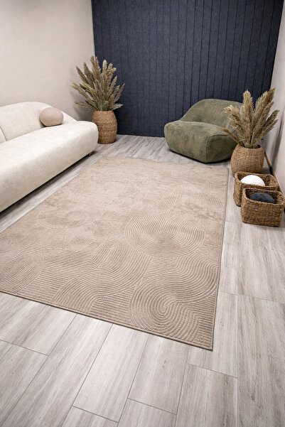 Merinos Joy Rölyef Kaymaz Taban Oda Salon Koridor Mutfak Halı Yolluk Bej