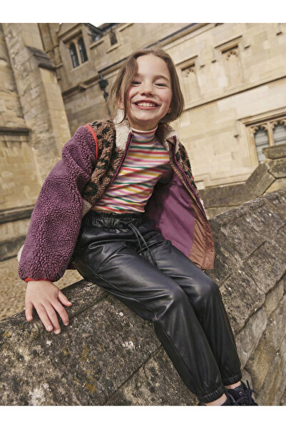 Nuzrk kids Genç Kız / Kız Çocuk Bağcıklı Siyah Deri Pantolon