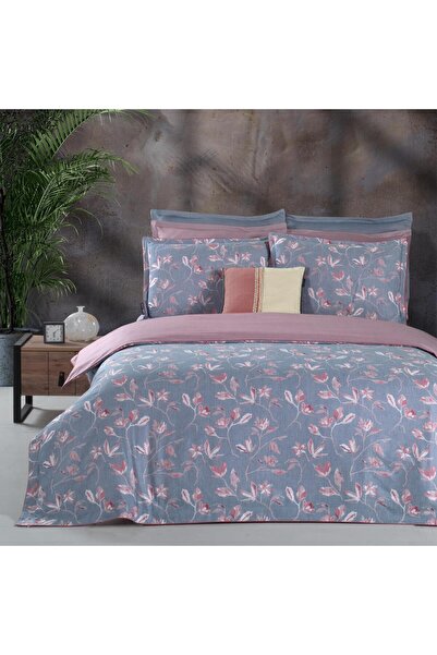 Sarev Samira Double Size 100% Cotton Satin'300 Tc' Duvet Cover Set Blue