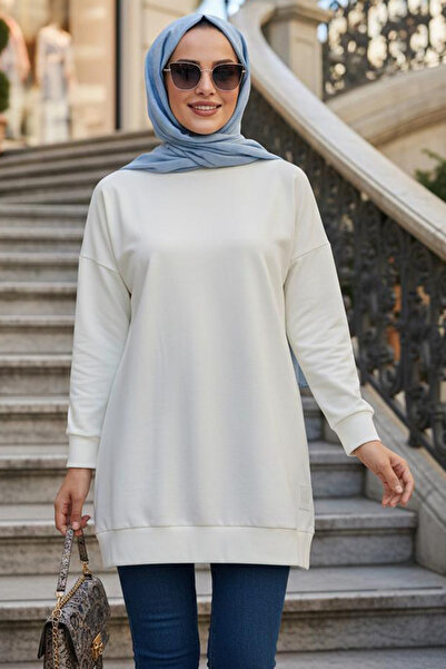 Neva Style 30644E Model Ecru Hijab Tunic