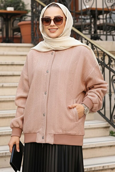 Neva Style سترة بومبر بزر واحد من Camel Tesettür 9263C