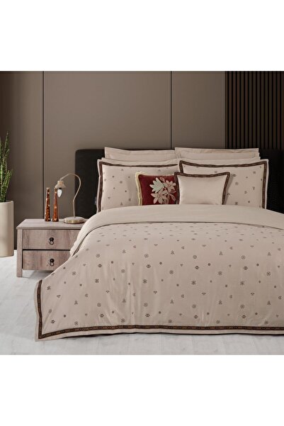 Sarev Kutay Double Size 100% Cotton Satin "300 Tc" Duvet Cover Set Mocha