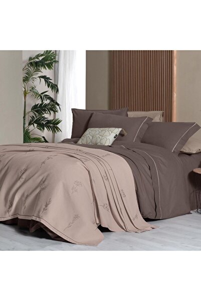 Sarev Eva Eldon Mocha Single 100% Cotton Duvet Cover and Pike Set