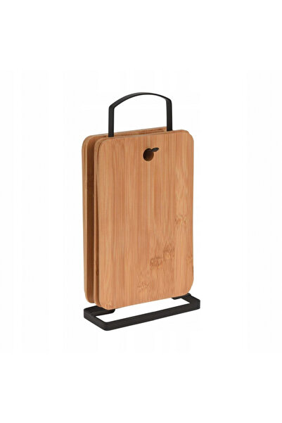 Excellent Houseware Set de 6 tocătoare Vitre, bambus, suport metalic, dimensi...