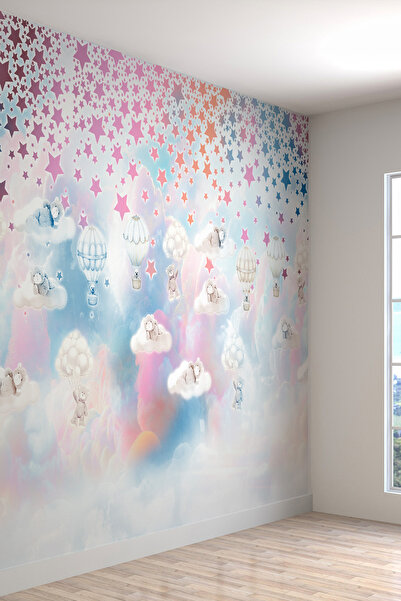 dreamwall Duvar Kağıdı Yıldızlar Bulutlar Ayıcıklar Balon Desenli En X Boy
