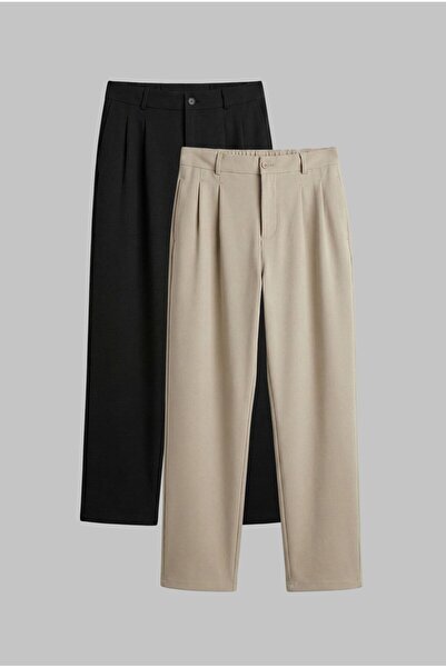 ablukaonline Чоловічі мішкуваті штани - чорно-бежеві 2-компонентні тканинні ш...