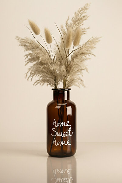 KHAKMA Vază decorativă din sticlă chihlimbar – cu inscripția „Home Sweet Home...