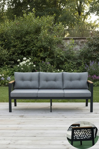 adımshops MELİSA 3lü Balkon-bahçe-kafe Çay Seti Koltuk Oturma Takımı-oturma G...