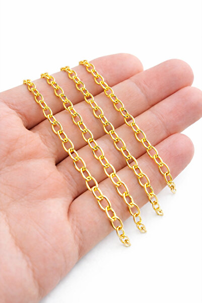 FlowerAksesuar 5 Metre - Kalın Zincir, Anahtarlık Zinciri, Takı Zinciri, Koly...