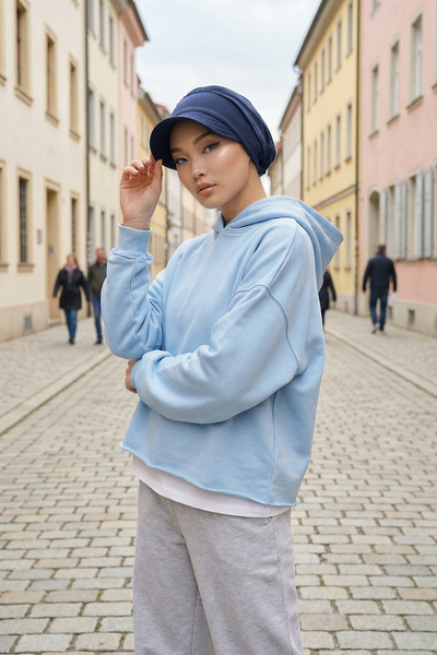 Aisha's Design قبعة بونيه بأربعة مواسم، أزرق داكن، B-73O