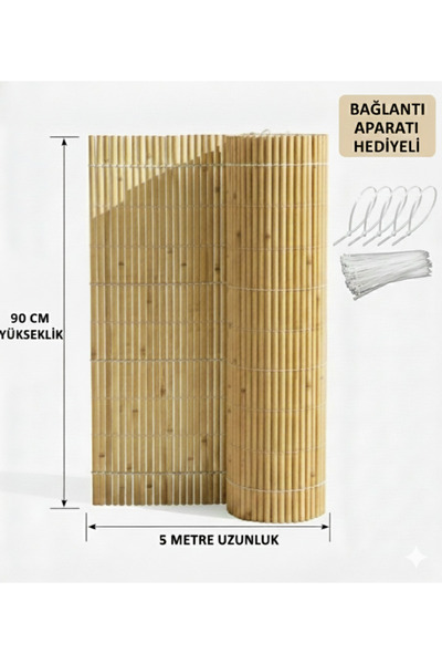 Bygolden Bambu Görünümlü Kamış Hasır Balkon Çiti 90x500 cm - Dekoratif Bahçe ...