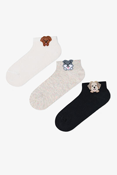 Penti 3 Pairs Cotton 3D Animal Patterned Booties Socks