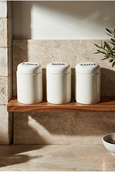 Perotti طقم توابل هيبيلي مكون من 3 قطع من البورسلين بغطاء دائري الشكل ومريح ل...