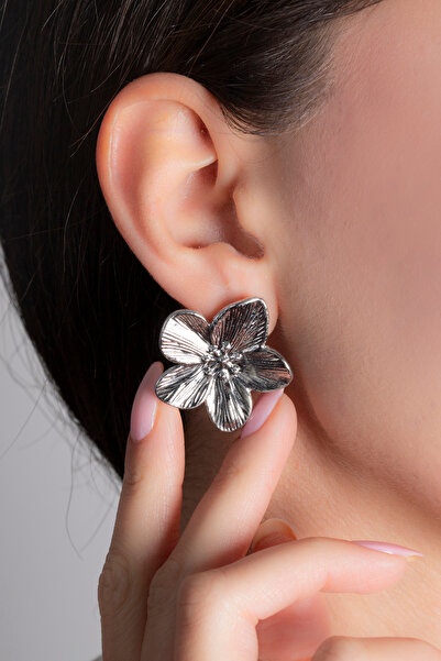 Elika Silver Kadın Çiçek Küpe / Lotus Küpe