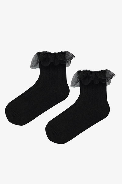 Penti Detailní dívčí ponožky s černým volánem