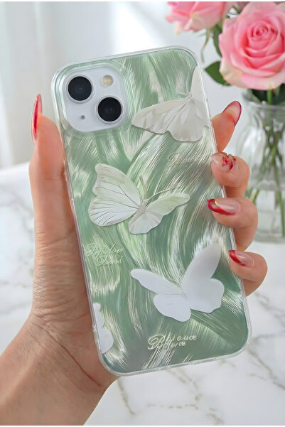 Fibaks حافظة متوافقة مع آيفون 13/14/15، تصميم ثلاثي الأبعاد لامع بنمط الفراشة...