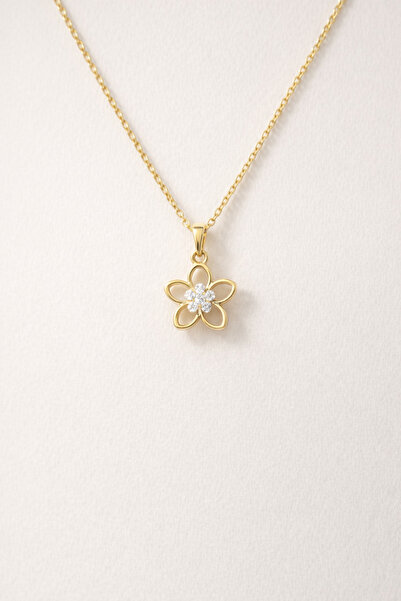 Zerda Kuyumculuk 14 Ayar Altın Çiçek Kolye
