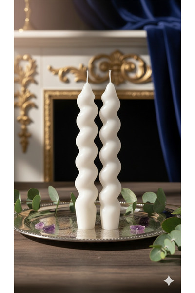 Yuma İtalyan Tasarım İkili Burgu Mum Seti