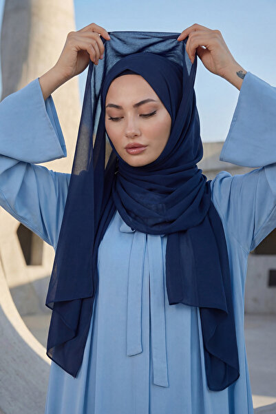 Aisha's Design Şal practic din șifon, albastru închis, PS-49