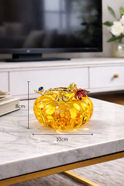 akdenizhome Platinyum Seri SDH-1551 Dekoratif Kristal Kabak - Sarı - 10 cm x ...