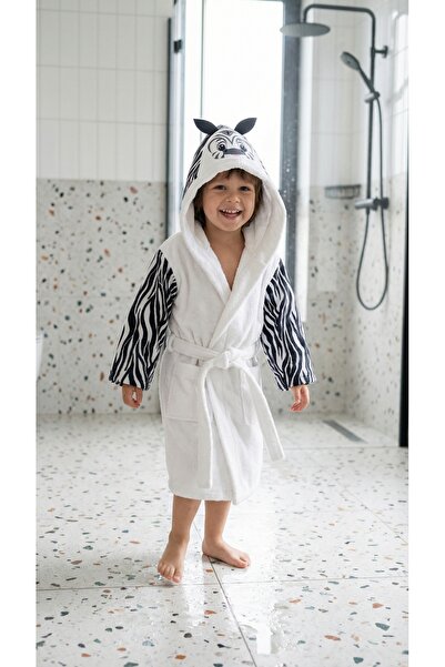 Minteks روب استحمام للأطفال من القطن 100% بنقشة الحمار الوحشي من سافاري