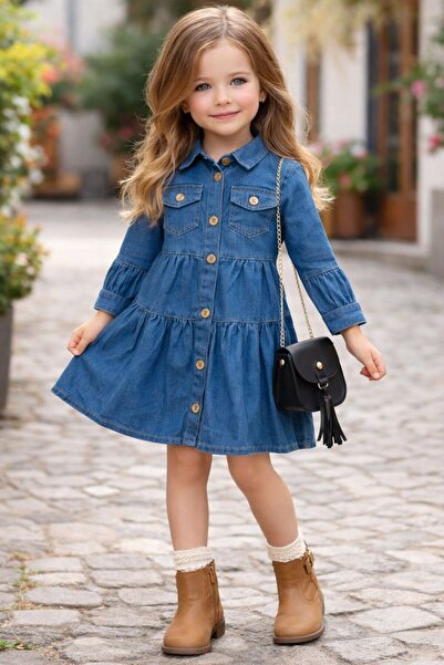 Ysferbutik Girl's Denim Dress and Bag
