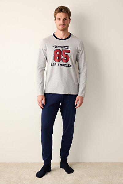 Penti Men's Los Angeles Multi-Colored Jogger Pajama Set