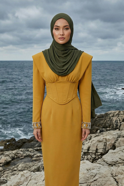 Aisha's Design Şal practic din bumbac pieptănat, care acoperă gâtul, PS-59, kaki