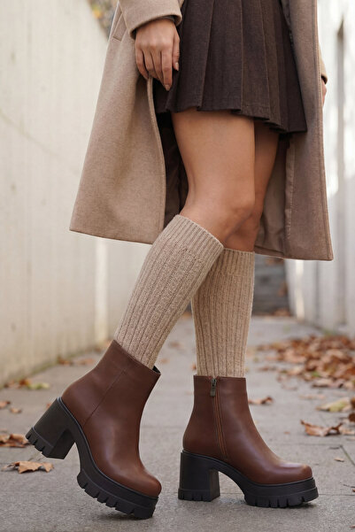 Riccon حذاء بكعب نسائي من Eshathbel 0012510 جلد بني