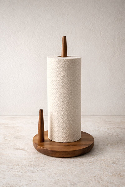 Bohemian Natural Acacia Paper Towel Holder
