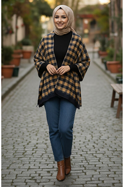 sefamerve Schultertuch 1093-01 Senf Dunkelblau