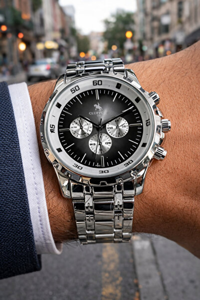 S.POLO ساعة يد رجالية باللون الفضي باللون الأسود مع هدية سوار