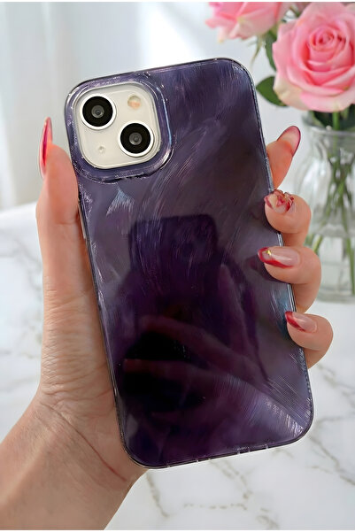 Fibaks غطاء حماية سيليكون لهاتف آيفون 13 - 14 - 15 من آبل بنمط رخامي وريشة مم...