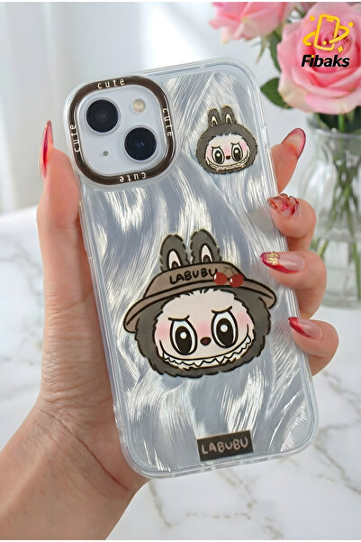 Fibaks iPhone 13 Kılıf Sök Tak Kamera Korumalı Labubu Oyuncak Desenli Darbe E...