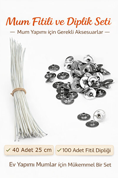 eSLeTc Mumlanmış Mum Fitili 10mt + 100 Adet Fitil Tutacağı Orjinal Mum Fitili...