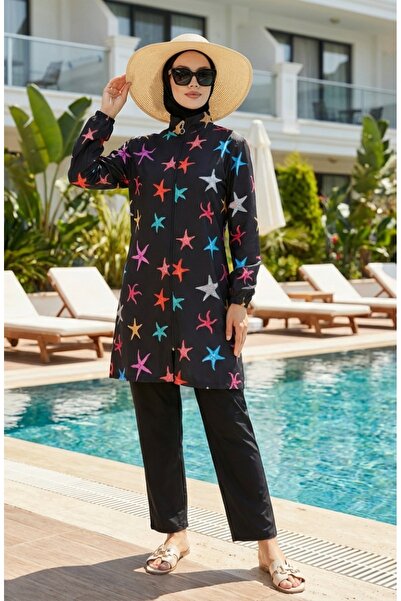 sefamerve Tesettür Mayo Deniz Yıldızı Desen 3 Lü Takım 1903-06 Turkuaz