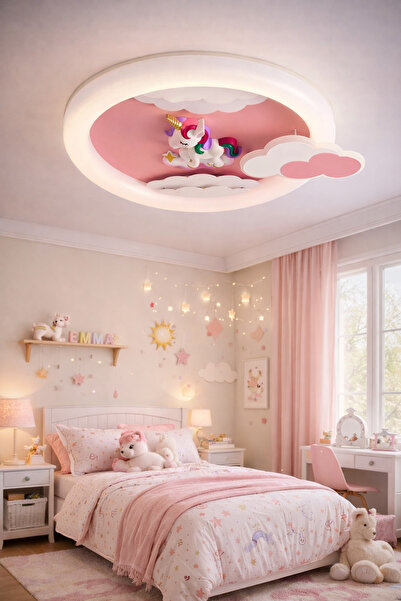 Apliqa Plafonieara Led HubRom, PAGE, cu model Unicorn pentru camera copiilor ...