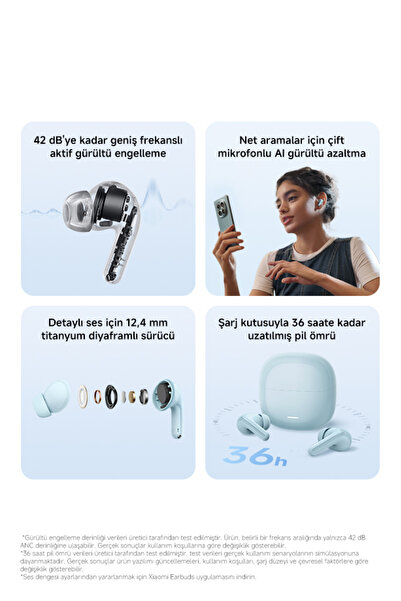 Xiaomi Redmi Buds 8 Lite Beyaz Kulakiçi Kulaklık TWS - ANC BT 5.4 (Xiaomi TR Garantili)