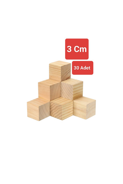 iDekor مكعب خشبي (3 سم) (30 قطعة) - مشاريع فنية وهوايات يمكنك صنعها بنفسك - ل...