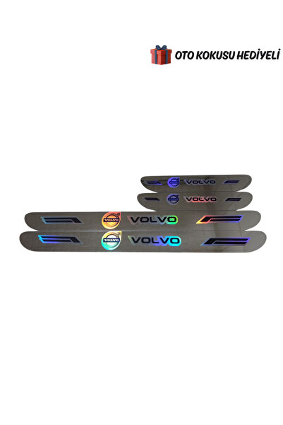 Autowise Volvo Hologram Logolu Araca Özel Marka Logolu Aynalı Kapı Eşiği Koru...