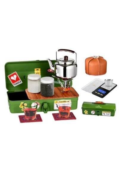 CAMPING FAMILY Complete iron tea storage box, suitable for trips and camping ...