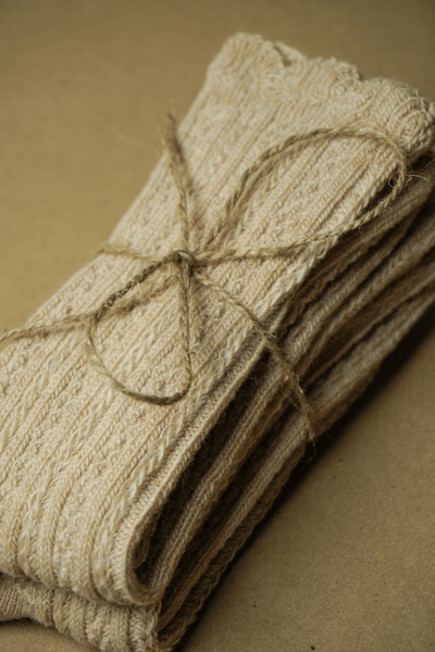 Rumon Knitted Patterned Wool Beige Women's Socks 2 Pack