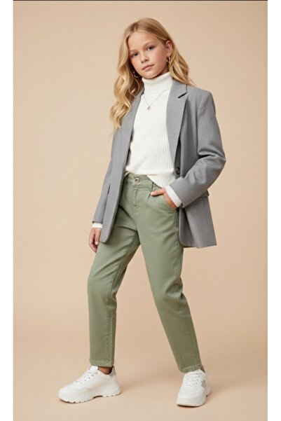 nk kids Girl's Zipper Button Closure Elastic Waist Oversize Thick Linen Color...