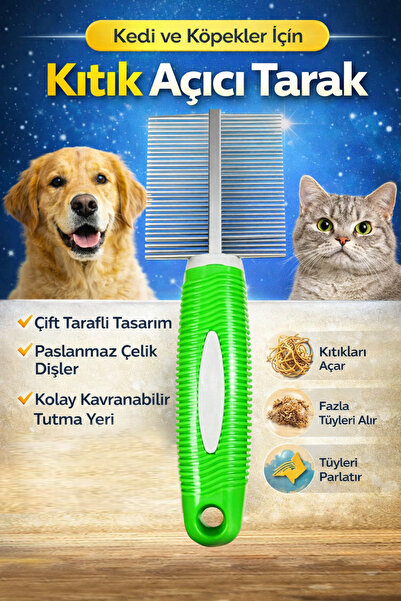 Ans Kedi Ve Köpekler Için Çift Taraflı Plastik Saplı Keçe Açıcı(kıtık Açıcı)