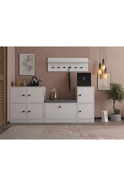 Nettrends Çok Amaçlı ve Çok Bölmeli Şık Tasarım Portmanto, Askılıklı ve Puflu...