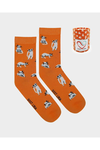 GOST LİRİA Silver Cat Socks – Patterned Unisex Socks